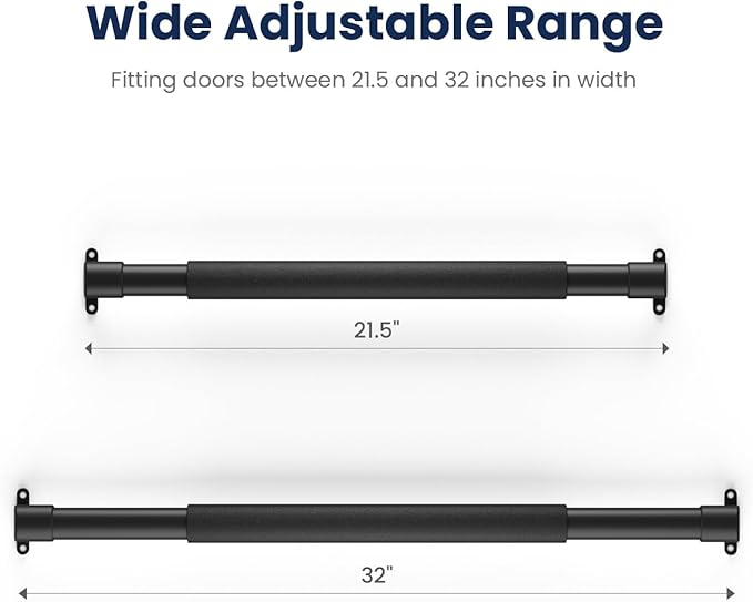 Safoner RV Screen Door Handle Grab Bar Adjustable- Durable Metal and Plastic Crossbar for Camper Entry- Reinforced Trailer Screen Door Protector Accessories, Universal Fit 21.5" to 32"- Black