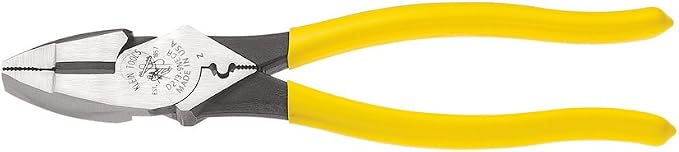 Klein Tools 9-Inch Lineman's Crimping Pliers and Klein-Kurve 8-18 AWG Wire Stripper/Cutter Bundle