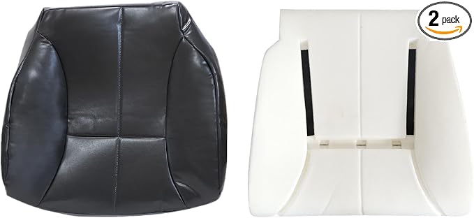 NLQR Driver Bottom Replacement Microfiber Leather Seat Cover & Driver Seat Foam Cushion Compatible with Dodge Ram 1500 2500 3500 1998 1999 2000 2001 2002#AZ Dark Gray