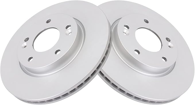 TRQ Front Brake Rotor Set G Coated Vented Compatible with 2011-2023 Hyundai Elantra Elantra Coupe GT Kona Veloster Venue 2014-2024 Kia Forte Forte Koup Forte5 Seltos Soul