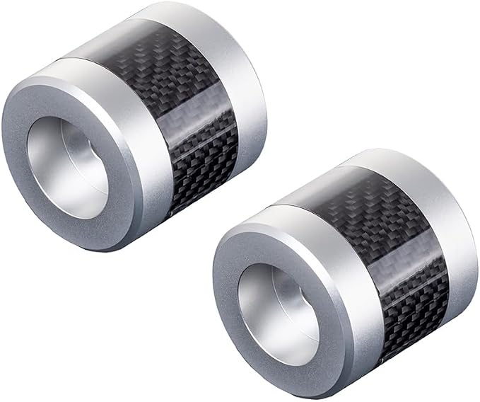 Advanblack ProTek Machined Harley Crash Bar Sliders 1.25" Decorative Wheel Rotatable End For Front Engine Guard Rear Saddlebag Guards (Silver CNC w/Carbon Inlay)