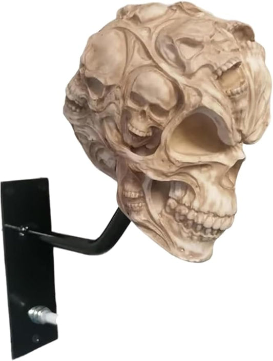 Motorcycle Helmet Skull Holder, Wall Mount Helmet Rack, Resin Crafts,Skull Helmets Holder Suitable for Motorcycle Cap, Baseball Cap, Bicycle Cap, Hat Storage Rack,Sports Gear (Type-G)