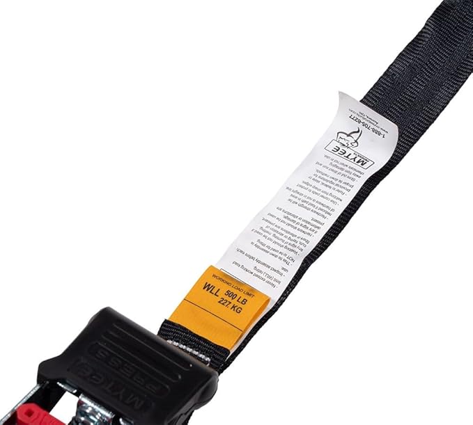 Mytee Products Auto Retract NO-RATCHETING Ratchet Straps | 1" x 12' Retractable Ratchet Straps with Coated S Hook Tiedowns for Motorcycles, ATVs, Bikes: Tight & Secure Pickup Trailer Tie-Down - 8 Pack
