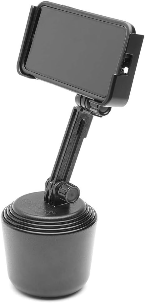 WeatherTech CupFone Two View with Extension – Adjustable, Universal Cup Holder Cell Phone Mount Car & Truck Accessory – Best Design for iPhone & Smartphone Charging – Black Plastic Knobs