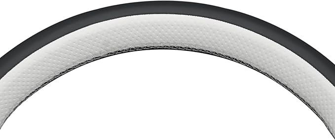 MEWANT Hand Stitch Black White Faux Leather Steering Wheel Cover Wrap for Tesla Model 3 Highland 2025 Model Y Juniper