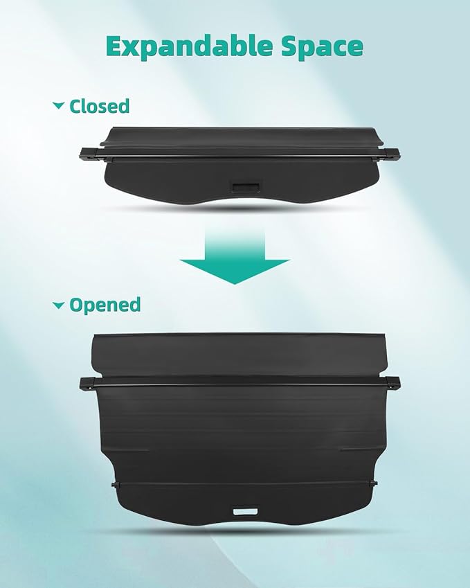 SCITOO Cargo Cover for 2015-2024 Fit for Ford Edge Accessories Upgraded Retractable Rear Trunk Anti-Peeping Security Shade Shield Easy to Install