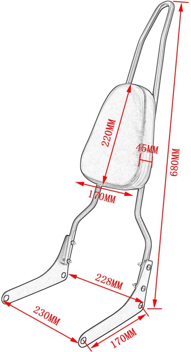 Passenger Sissy Bar Rear Backrest Pad for Honda Rebel 250 CMX250 CA250 All Year, Black