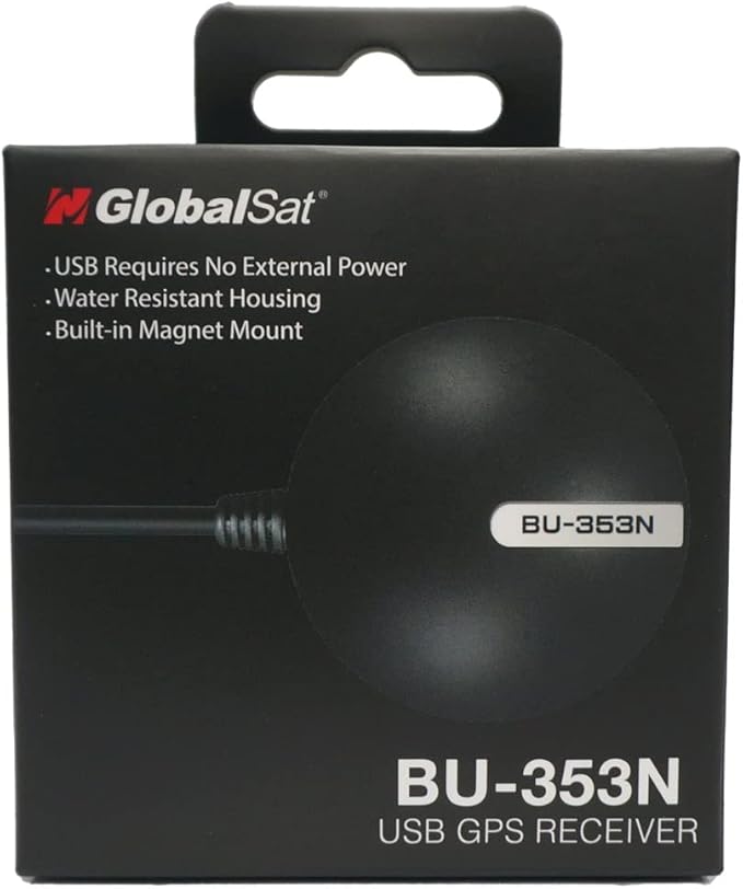 GlobalSat BU-353N USB GPS Receiver, Black, Made in Taiwan