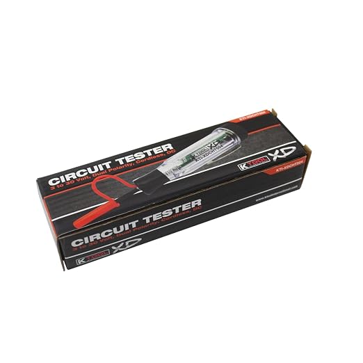 K Tool International XDCHT504 Xtra Duty Cordless Circuit Tester, DC Voltage Detection Tool, Dual Color LED Polarity Indicator, Audible Beep Alert, Built in Lithium Battery