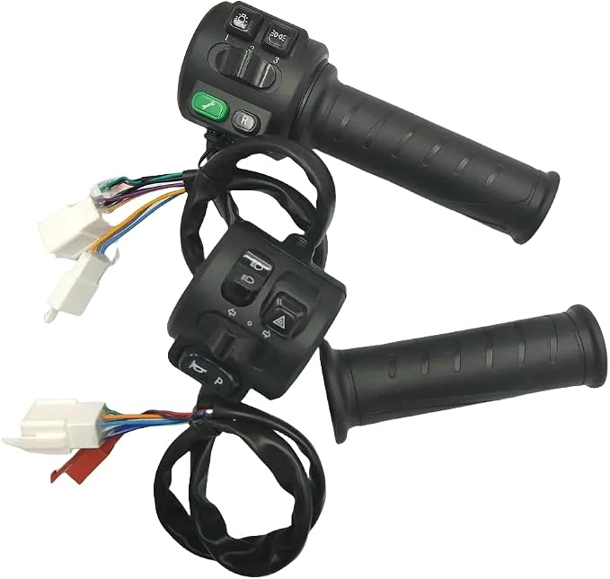 Fardriver Hall Type Twist Throttle Set,Three Speed/Reverse/Parking/Horn/Light Functions for Electric Motorcycle,Compatible with Fardriver Controller