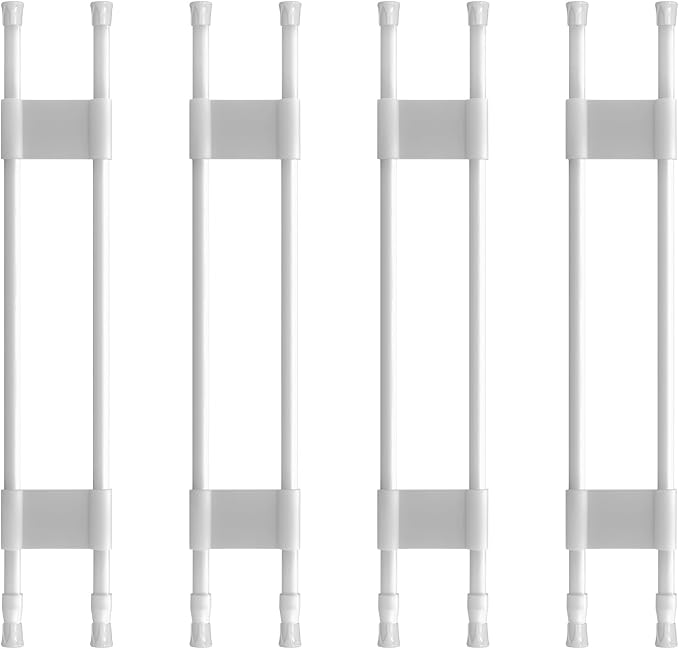 4 Sets Double RV Refrigerator Bars,RV Tension Rods with Adjustable Length 19.5-36.7'', Non-Slip RV Refrigerator Bars for Camper Refrigerator,Kitchen,Closet, Bookshelf,Cupboard-White