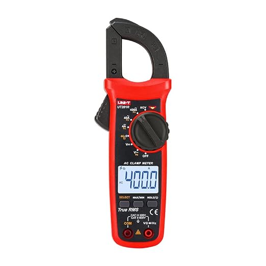 UNI-T Uni-Trend Multimeter clamp Meter UT201R/UT202R/UT203R/UT204R/UT202F AC/DC 400/600A Digital Ammeter clamp Meter DC AC for Measuring Ammeter Voltmeter Ohm Tester(UT201R)