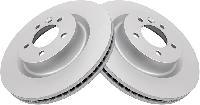 TRQ Front Brake Rotor Set G Coated Vented Compatible with 2005-2009 Land Rover LR3 2006-2009 Range Rover Sport