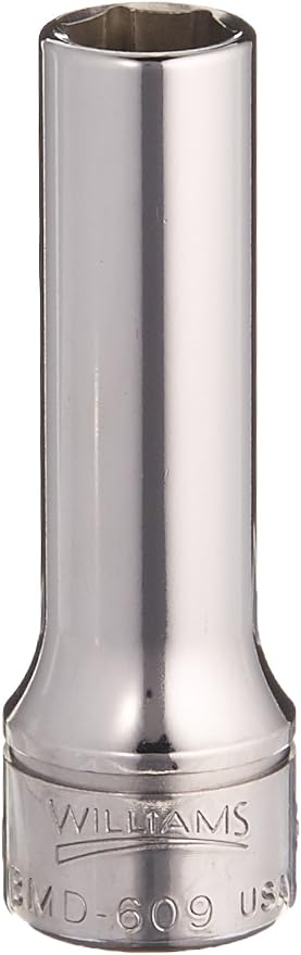 Williams JHWBMD-609 SUPERTORQUE 3/8-Inch Drive Deep Metric 6 Point Socket 9mm Size, High-Polished Chrome Finish, Designed for Maximum Engagement on 6-Point Fasteners