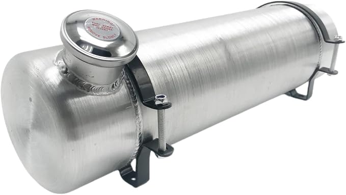 JSD 2 3/8 Gallon 6"x22" Aluminum Spun Round Gas Tank Fuel Tank End Fill 1/4" NPT Outlet for mini bike,go kart, Log splitter