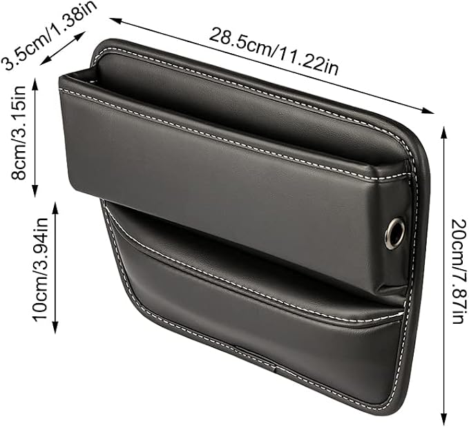 Riloer Car Organizers for Gap Leather Waterproof Car Seat Gap Fillers for Cars, Suvs, Trucks, Front Seat Gap Fillers for Phones, Keys, Cards, Glasses, Black