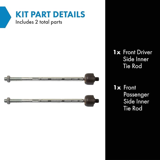 TRQ Front Inner Tie Rod Set 2 Piece Compatible with 2016-2020 Fiat 500X 2015-2020 Jeep Renegade
