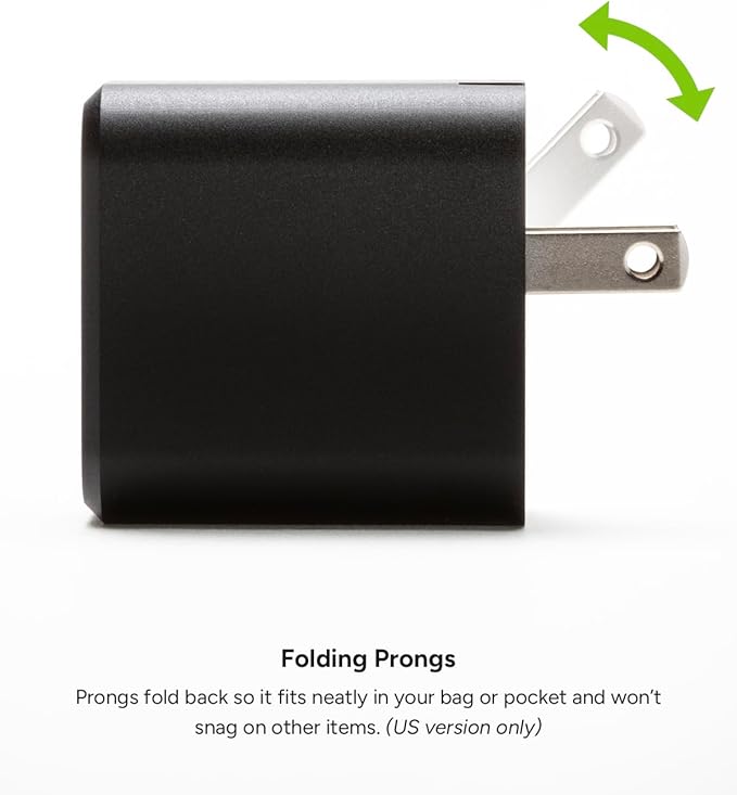Mophie GaN 30W USB C Charger Block - Fast Wall Charger for iPhone, iPad, Samsung Galaxy, Google Pixel, and More - Compact, Foldable Prongs, Eco-Friendly, Black