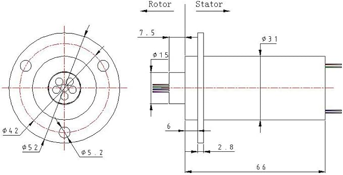 Taidacent 3 Wires 4 Wires 5A 10A 15A 30A Electrical Slip Ring Collector Ring Rotary Electrical Contact Joint Rotary Connector Commutator (4 Wires 30A Diameter 31mm)