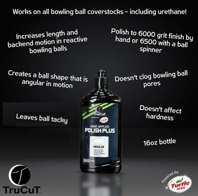 Creating the Difference TruCut Hand Applied Polish Plus Bowling Ball Polish | Powered by Turtle Wax | 6500 Finish Grit | Angular Ball Motion – Cleans & Polishes