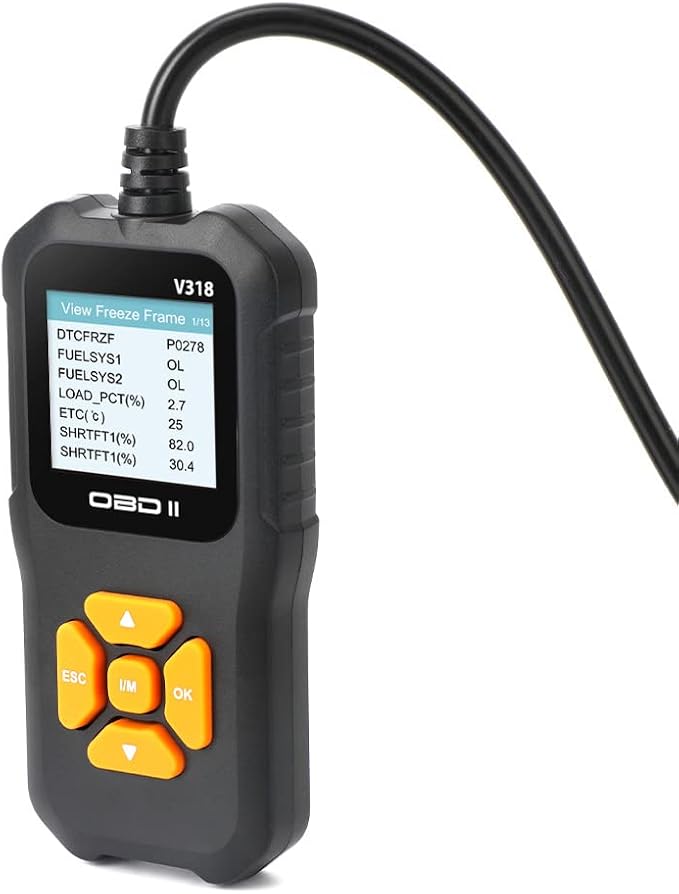 Outzone V318 OBD2 Scanner, Basic Car Code Reader with 1.8" Color Screen, Engine Fault Code Scanner for All Gasoline OBDII Vehicles, Read & Clear Check Engine Light, 10 Languages Supported