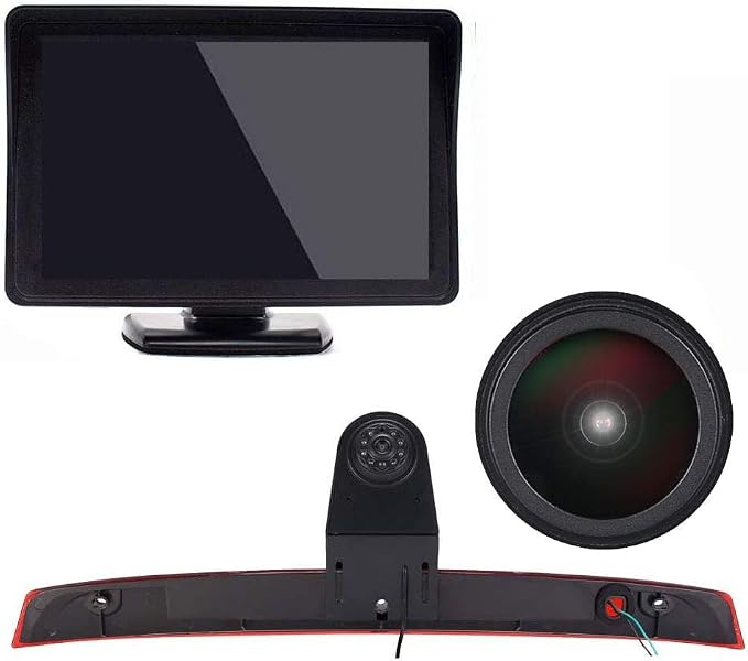 1280 * 720 Pixel Third Roof Brake Lamp Car Backup Camera Replacement for Mercedes-Benz Viano W639 Vito/Mixto Kasten Bus W639 Waterproof Night Vision Reverse Parking+7" TFT LCD Monitor