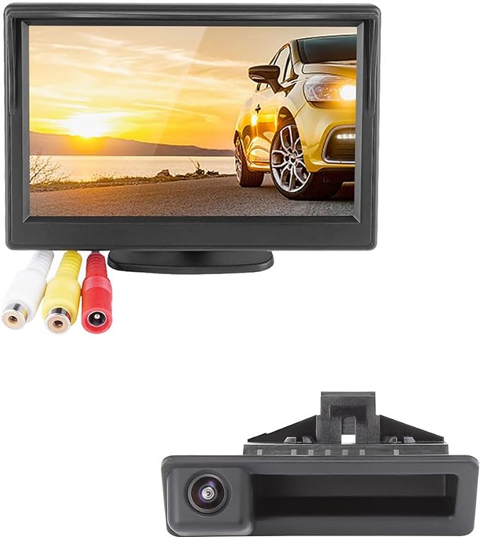GreenYi Car AHD Monitor Camera Set, 800x480 HD TFT Monitor + 720P Backup Camera for BMW