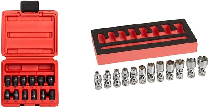 Sunex 1822, 1/4 Inch Drive Magnetic Impact Socket Set, 12-Piece, Metric, 5mm-15mm and Astro Pneumatic Tool 7412 12-Piece 1/4" Drive Flex Socket Set - 6 Point - Metric
