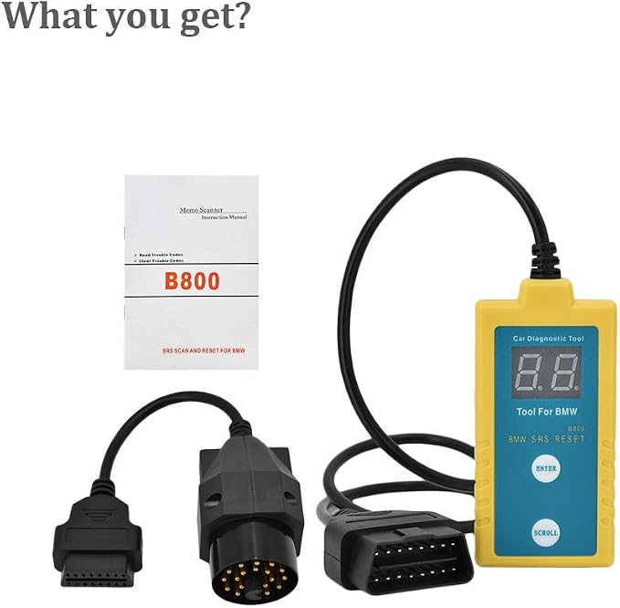 Outzone B800 BMW SRS Airbag Reset Tool | OBDII Scanner Read & Clear Fault Codes | Fits E36/E46/E34/E38/E39/Z3/X5 (1994-2003) – Except 2001 330i