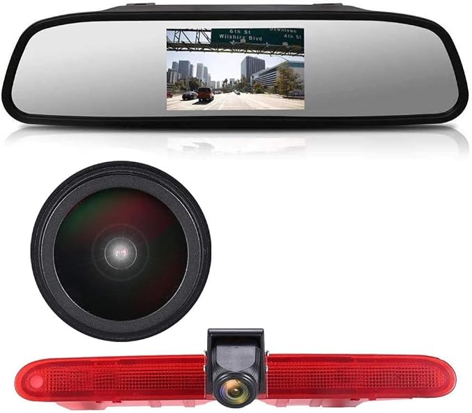 Car Brake Lamp Backup Camera Replacement for Toyota Proace City Verso Kasten Fiat Citroen Berlingo Opel Combo Limousine X19 Tour Peugeot Partner Tepee Limousine Life K9 Rifter+4.3" Reverse Mirror