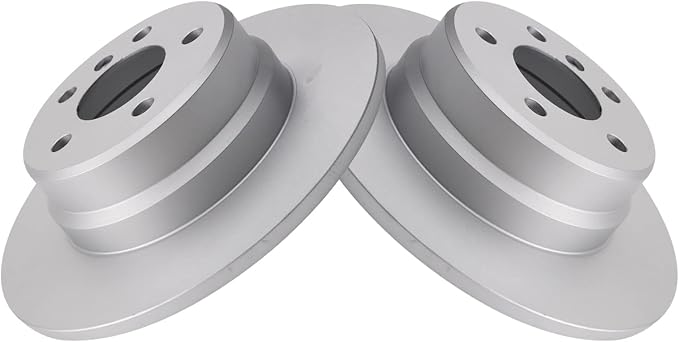 TRQ Rear Brake Rotor Set G Coated Solid Compatible with 2000-2006 BMW X5