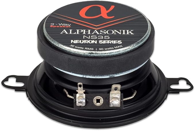 Alphasonik 1 Pair of NS35 Neuron Series 3.5" (180 Watts Max for The Pair) 90 Watts Max Per Speaker 2-Way Full-Range Car Audio Speaker with PEI Dome Tweeter Polypropylene Cone