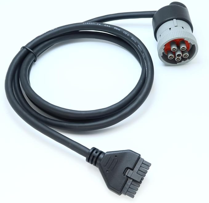 6Pin J1708 Cable for PT30 Device (Black, Male-to-Female, 12V DC, 1m)