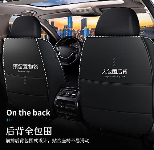 BGYFDU03 Seat Cover 5-Seater Full Set, Universal Type, Suitable for Most Cars, Cars, SUV, Trucks, Pickup Ttrucks, Airbags Compatible with Synthetic Leather Car Seat Cushion Protectors (Black-red)
