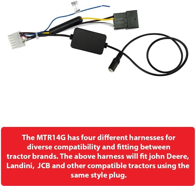 Dual Electronics TRJDR14G John Deere Tractor Radio | 7-Character LCD | Weatherproof | Bluetooth | Plug N Play Wiring Harness w/Headphone Jack | USB Port | Also Fits McCormick, JCB, + Case IH Tractors