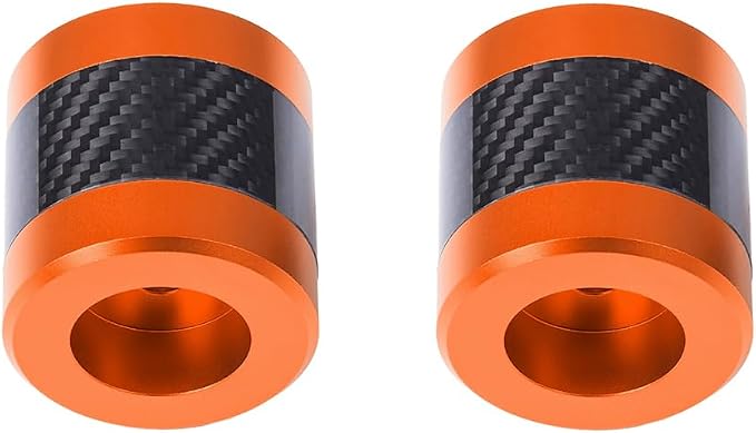 Advanblack ProTek Machined 1.25" Crash Bar Sliders Decorative Wheel Rotatable End For Front Engine Guard Harley Saddlebag Guards (Orange CNC w/Carbon Inlay)
