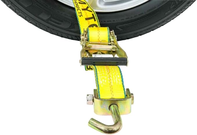 Mytee Products (8 Pack 2" x10' Lasso Ratchet Strap with J Finger Hook Wheel Net Auto Tow Towing Car Hauler Down