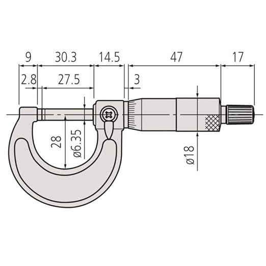 Mitutoyo 103-149 Outside Micrometer, Baked-enamel Finish, Ratchet Stop, 300-325mm Range, 0.01mm Graduation, +/-0.006mm Accuracy