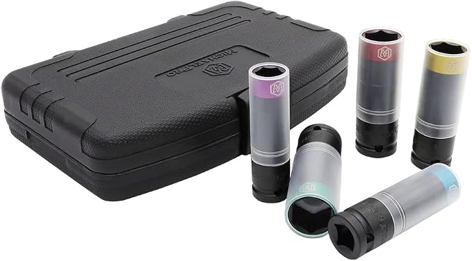 MichaelPro 5-Piece Power Impact Lug Nut Socket, Damage-Free 1/2-Inch Extra Tough Professional Thin Wall Wheel Protector Impact Sockets – 15, 17, 19, 21, 22mm| MP005030 (5-Piece)