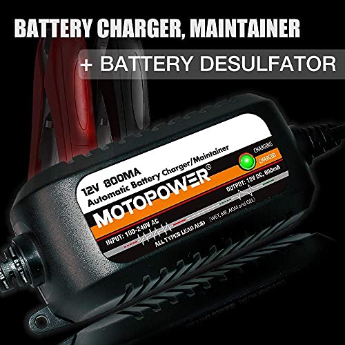 MOTOPOWER MP0515A 12V Car Battery Load Tester with MP00205C 12V 800mA Battery Charger Maintainer