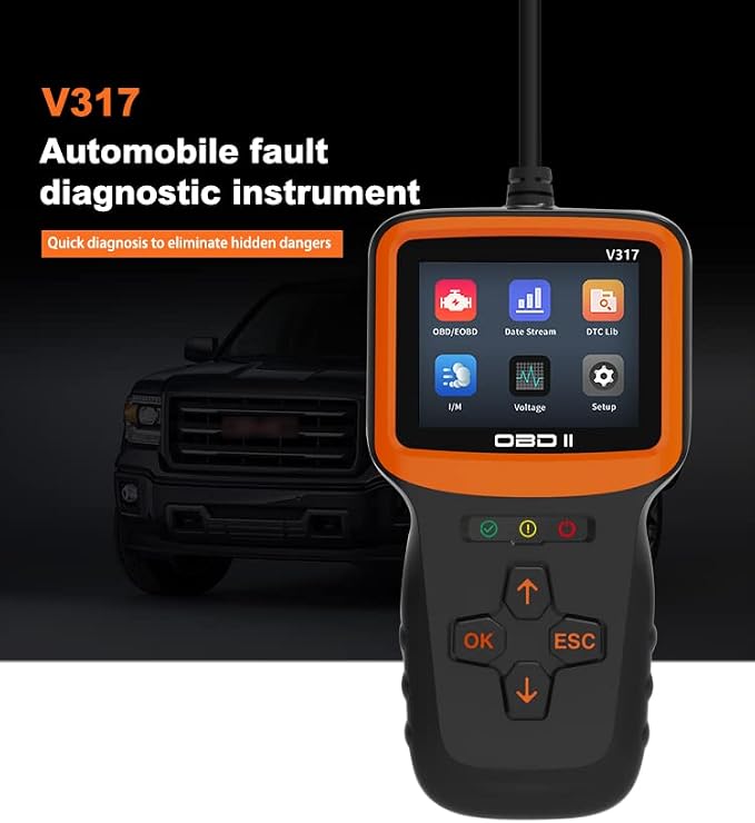 Outzone V317 OBD2 Scanner with 2.8" Color Screen, 8 Language Car Code Reader for All Gasoline Cars Since 1996, Read & Clear Check Engine Light, Supports I/M Readiness & Mode 8 Test