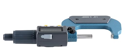 Accusize Industrial Tools Outside Micrometer, 1-2 in/25-50 mm, MD71-0002 | 2-Key Electronic Digital, Carbide-Tipped, Data Output, 0.00005 in Resolution