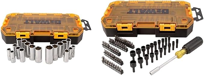 DEWALT 20-Piece 3/8" Drive Deep Socket Set & 71-Piece Screwdriver Bit Set with Nut Drivers