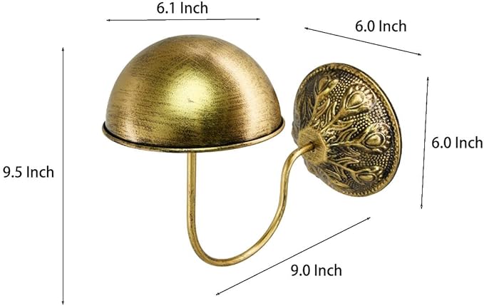 Owlgift Wall Mount Hat Racks Set of 2 - Vintage Gold Iron Hat Holders - Heavy Duty Wall Mounted Display Stand for Baseball Caps, Fedoras & Wigs - Rustic Decorative Closet Storage Organizer