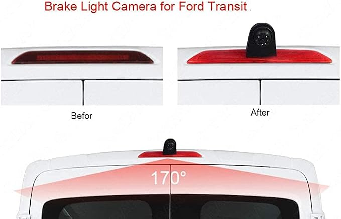 Compatible for Ford Transit 150 2015-2020, Transit 250 2015-2020, Transit 350/350 HD 2015-2020 Brake Light Backup Camera with 7 inch Monitor with Bracket(Transit Van)