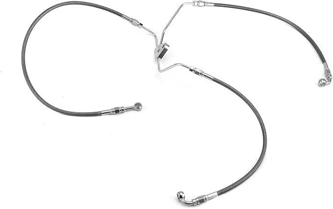 Mofun 43" Extended Length Non-ABS Hydraulic Front Brake Line Kit Stainless Steel Compatible with Harley Touring Street Glide Electra Road Glide Road King 2008-2013, Fit 10"-12" Handlebar Black