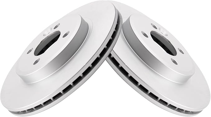 TRQ Front Brake Rotor Set G Coated Vented Compatible with 2002-2006 Mini Cooper