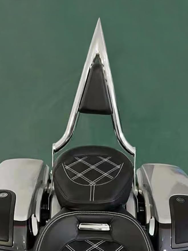 Motorcycle 16" Sissy Bar, Integrated Passenger Backrest Fit For Harley Touring Road King Street Glide Road Glide 2009-2025 Chrome
