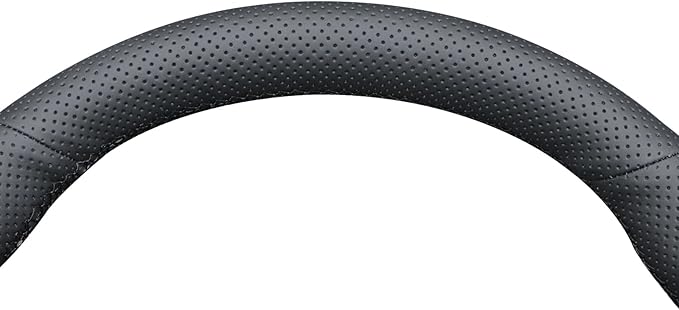 MEWANT Hand Stitch Black Real Leather Steering Wheel Cover for Tesla Model Y 2023 Tesla Model 3 2023 DIY Steering Wrap