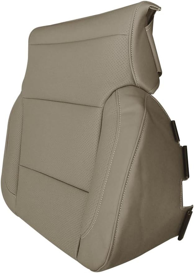Front Driver Passenger Bottom Perforated Leather Seat Cover Set Replacement Tan Compatible with Chevy Silverado/with GMC Sierra 1500 2500HD 3500HD LS LTZ SLT 2015-2019